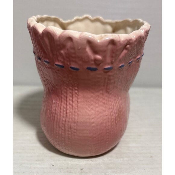 Inarco Ceramic Pink Baby Bootie Planter With Lace Detail Japan Vintage 3.25" Tal - Picture 3 of 9